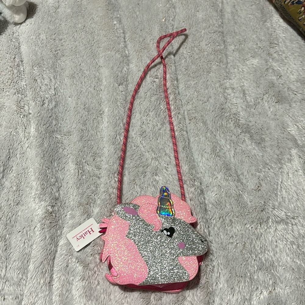 Hatley glitzy unicorn cross body bag pink shimmer nwt perfect unworn